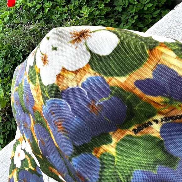 DOONEY & BOURKE Petunia Blue Leisure Shopper Tote Bag Floral Braided Top Handle - Picture 9 of 12